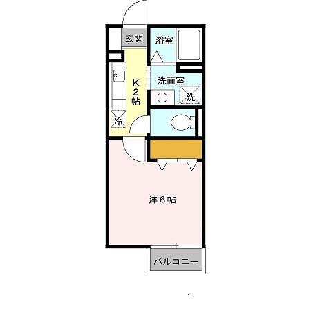 ルミエール中向陽(1K/2階)の間取り写真