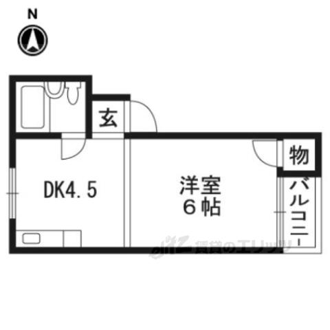 サンハイツ杉A棟(1DK/2階)の間取り写真