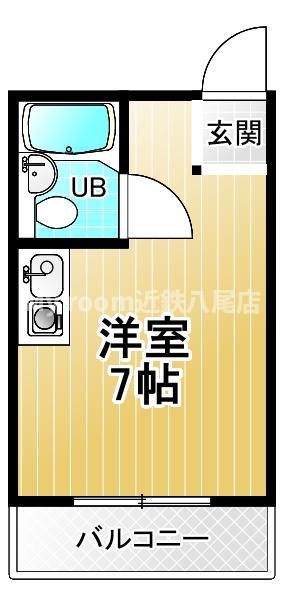 ドラゴンハイツ24(ワンルーム/3階)の間取り写真