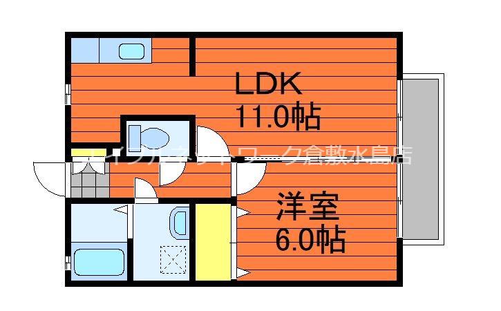 オクトーブル(1LDK/2階)の間取り写真