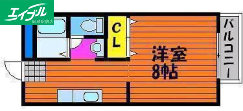 ファンコーポレーションC棟(1K/2階)の間取り写真
