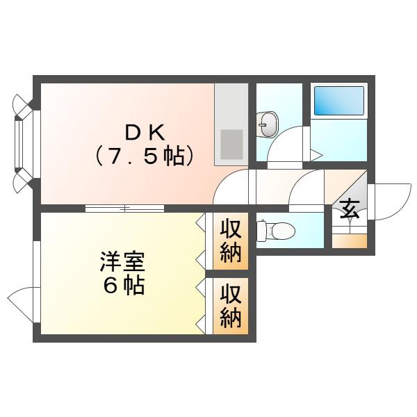 ヴィーナスヴィレッジ(1DK/2階)の間取り写真