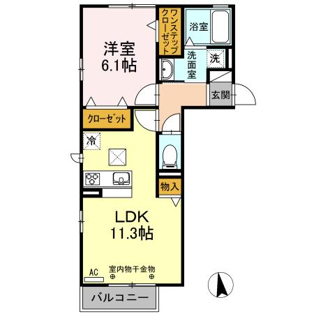 アドゥスィール(1LDK/1階)の間取り写真