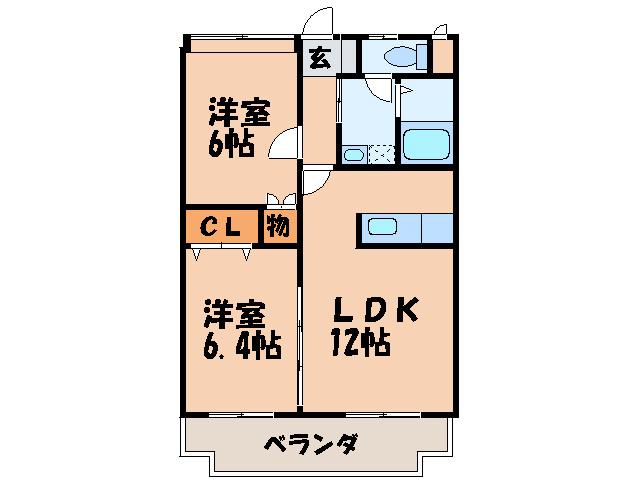 スカイフィールドⅤ番館(2LDK/3階)の間取り写真