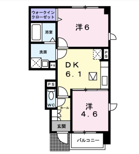 アニバーサリー / 横手市八幡(2DK/1階)の間取り写真