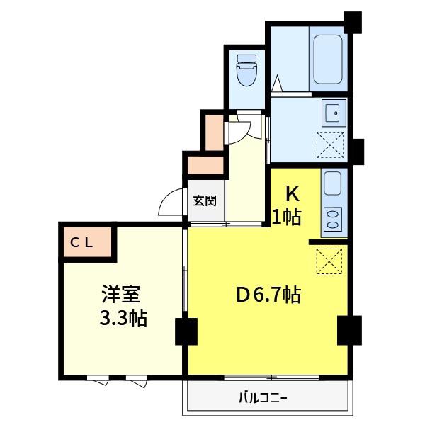 グランソレイユ(1DK/2階)の間取り写真