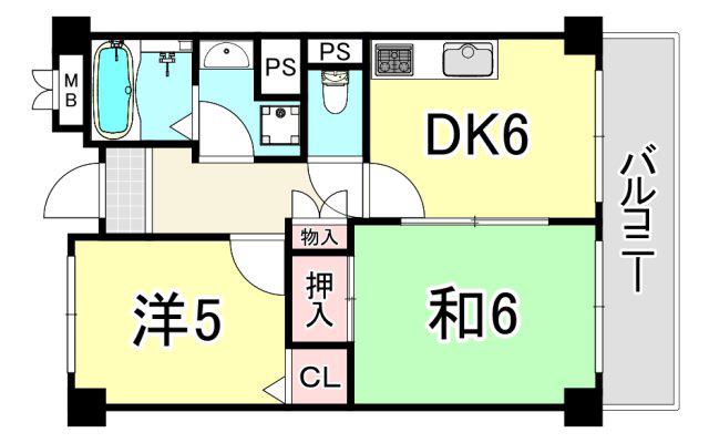 ピアントレー(2DK/3階)の間取り写真