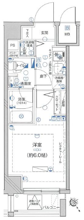 LEA横濱東口弐番館(1K/6階)の間取り写真