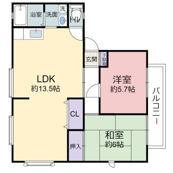 灰塚パークサイドビレッジ(2LDK/2階)の間取り写真