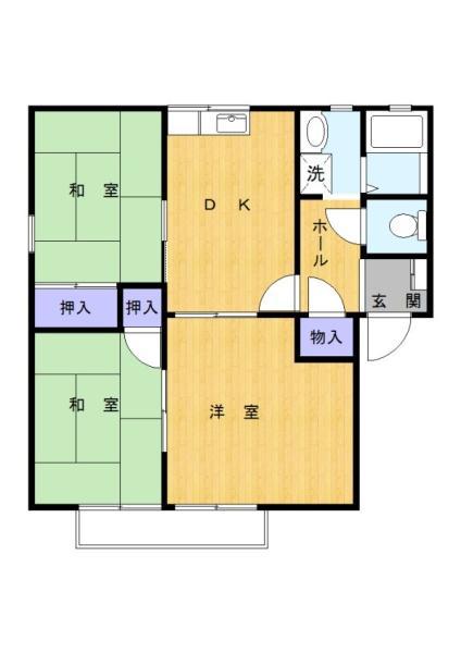 イーストコートB(3DK/2階)の間取り写真