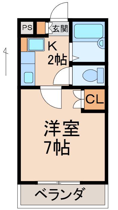 ピークハイツ(1K/3階)の間取り写真
