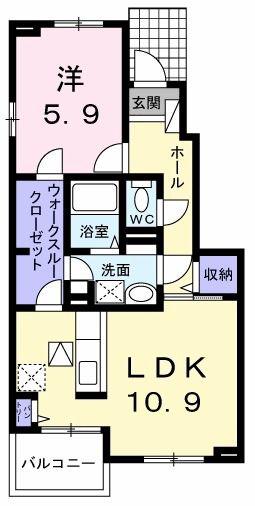グリーン・ヒルズ G(1LDK/1階)の間取り写真