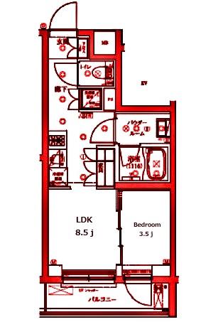 セジョリ武蔵小杉(1LDK/4階)の間取り写真