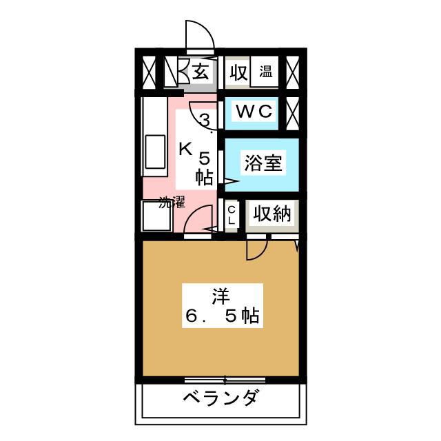 グリーンピア・南(1K/1階)の間取り写真