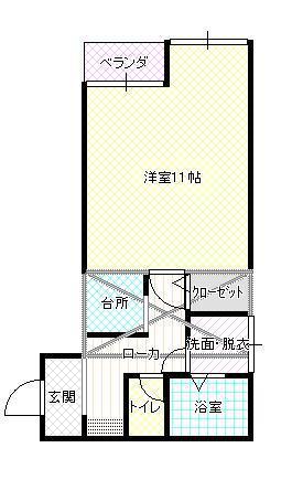ハイツマロニエ大手町 AB棟(1K/1階)の間取り写真