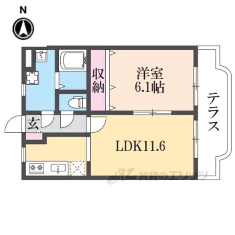 グランドールコート(1LDK/2階)の間取り写真