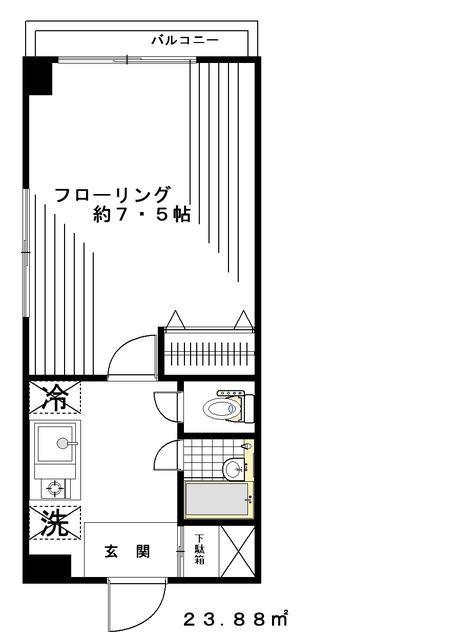 れすぽあーる中目黒(1K/3階)の間取り写真