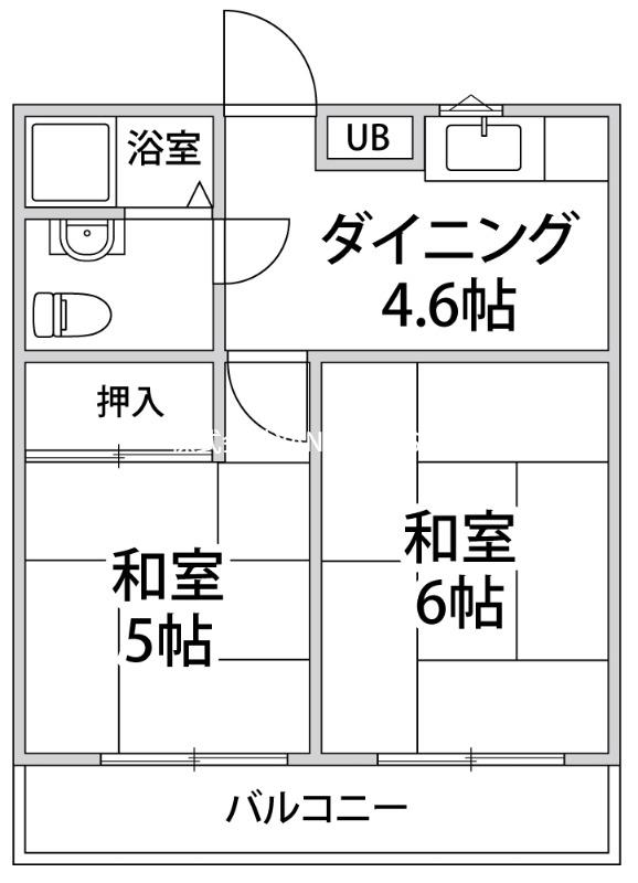テラスフルール(2DK/3階)の間取り写真