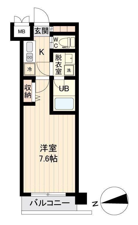 デュオフィール仙台東(1K/4階)の間取り写真