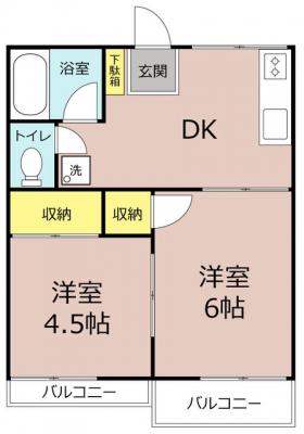 パークハイツ(2DK/2階)の間取り写真