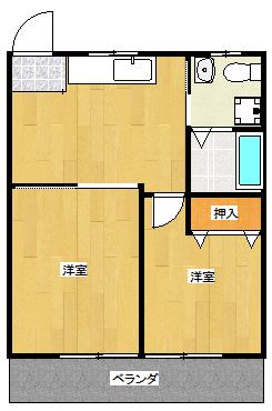 兼子荘(2DK/2階)の間取り写真