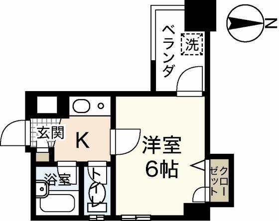 第2片山ビル(1K/8階)の間取り写真