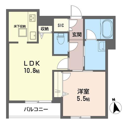 アルフラットさちが丘(1LDK/1階)の間取り写真