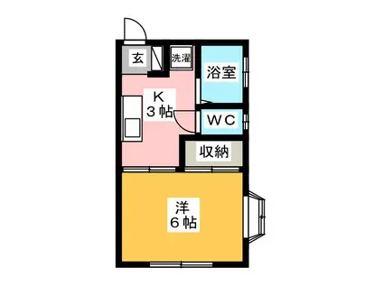 ビラみずしま(1K/2階)の間取り写真