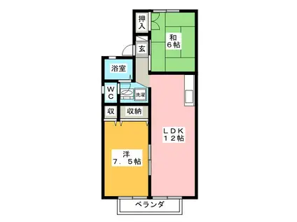 ゴーバルハウスE(2LDK/2階)の間取り写真