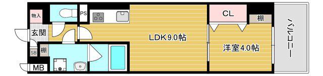 アリビオ大阪港(1LDK/9階)の間取り写真