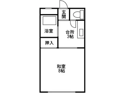 フラットヒワダ(1K/2階)の間取り写真