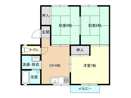 サンライズフジ(3DK/2階)の間取り写真