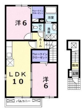 グリシーヌ(2LDK/2階)の間取り写真