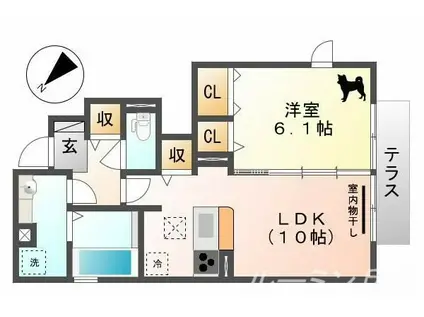 グランクレール自由が丘(1LDK/1階)の間取り写真