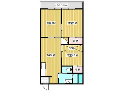 キャッスルグリーン(3SDK/2階)の間取り写真