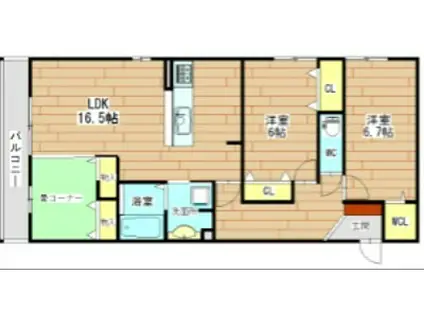 BELLE CEREZO古曽部(3LDK/2階)の間取り写真