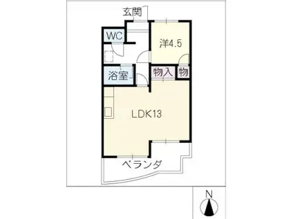ミヨシビル(1LDK/3階)の間取り写真