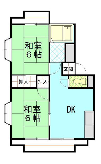 ターナハイムB(2DK/2階)の間取り写真