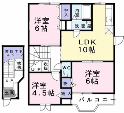 ウエスト・ロードA(3LDK/2階)の間取り写真