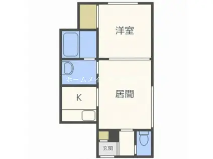 ウイングコート札幌II(1LDK/3階)の間取り写真