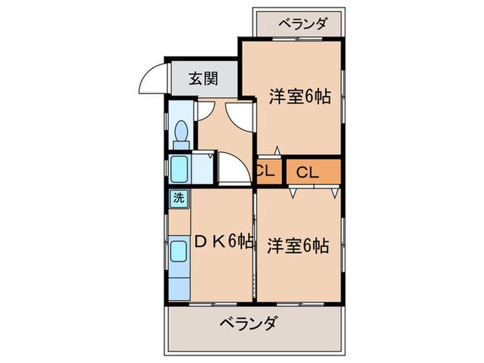 赤田ビル(2DK/3階)の間取り写真