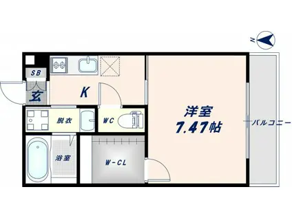 K`S RESIDENCE瓢箪山(1K/2階)の間取り写真