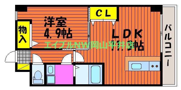 メゾンドW(1LDK/4階)の間取り写真