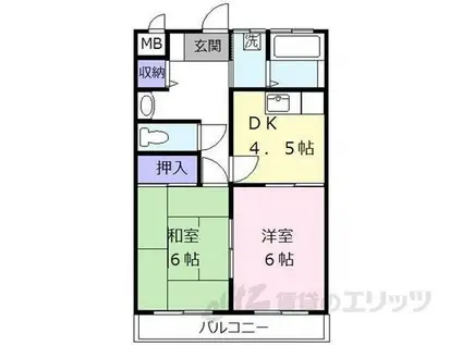 ラヴィアン(2DK/2階)の間取り写真