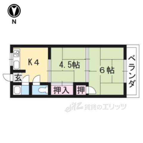 丸善ハイツ(2K/2階)の間取り写真