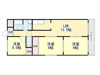 メゾン東中(3LDK/3階)の間取り写真