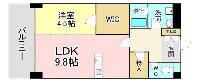 アヴィニールグランデ金田(1LDK/5階)の間取り写真
