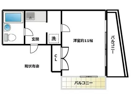 六甲グランドライオンズII(1K/5階)の間取り写真