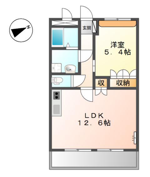 グランディール ステージ(1LDK/1階)の間取り写真