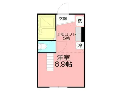 プライムテラス東海大学前II(ワンルーム/2階)の間取り写真